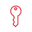 A red key icon